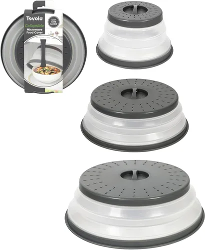 Miniatura 13 de Tovolo Cubierta de salpicaduras para microondas para alimentos, paquete de 3 (rojo manzana caramelo) – Tapa protectora de salpicaduras de silicona