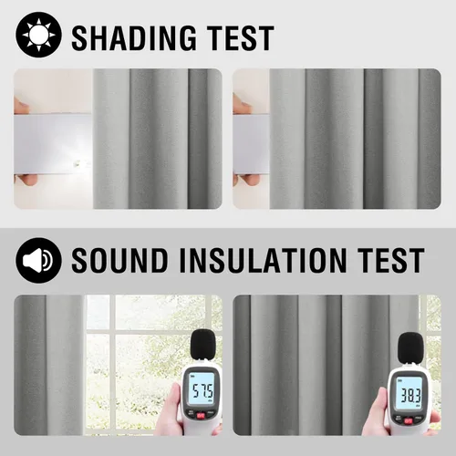 Miniatura 12 de H.VERSAILTEX - Cortinas 100% opacas con aislamiento térmico, texturizadas, de lino, con bloqueo de calor y luz completa, p/sala de estar y Roble