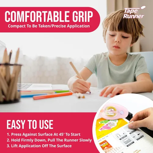 Miniatura 6 de Tape Runner - Cinta adhesiva de doble cara con rodillo dispensador incluido - Sin ácidos, pegajosa, clara y transparente - Ideal para álbumes
