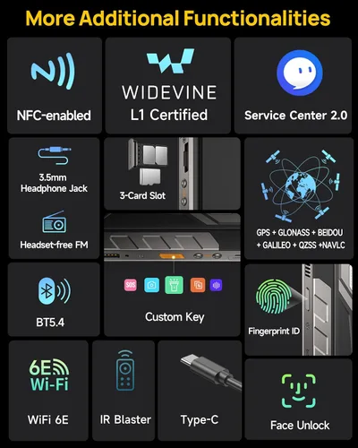 Miniatura 12 de Ulefone Armor 34 Pro 5G - Teléfono inteligente resistente con proyector de 150 lúmenes, 32GB+512GB ROM/2TB, 25500mAh 66W, Android 15, 6.95" 120Hz