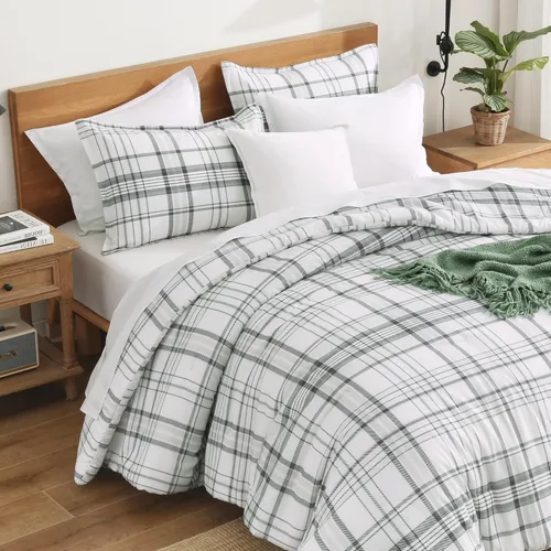 Miniatura 18 de Andency Edredón a cuadros tamaño individual (66 x 90 pulgadas), juego de cama a cuadros negros y blancos para adolescentes y niños, ropa de cama