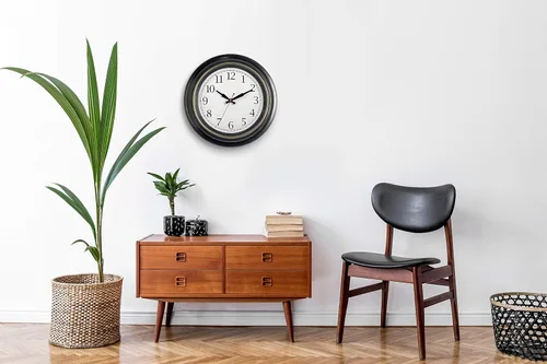 Miniatura 4 de Bernhard Products Reloj de pared grande de 18 pulgadas, de cuarzo, silencioso, sin tictac, funciona con pilas, para el hogar, sala de estar, sobre