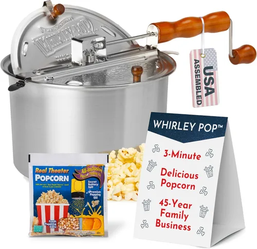 Whirley - Máquina original de palomitas de maíz – Máquina de palomitas de maíz de 3 minutos para la noche de cine en casa y aperitivos nocturnos de