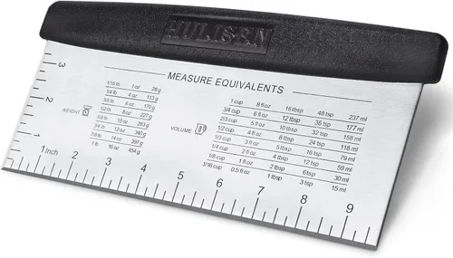 HULISEN Raspador de banco grande para hornear, rascador de masa de 10 pulgadas con escala de medición, raspador de pasteles de acero inoxidable,
