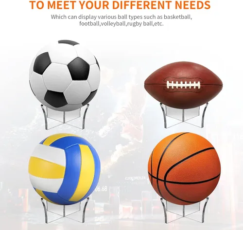 Miniatura 5 de CANIPHA Soporte de bola de acrílico - Soporte de exhibición para fútbol, baloncesto, fútbol, voleibol, rugby y más - Escaparate de trofeos