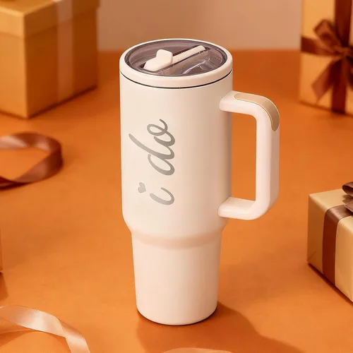 Miniatura 7 de Regalos de despedida de soltera para novia, vaso de 40 onzas con tapa de asa, pajitas de acero inoxidable para esposa, boda, compromiso, despedida
