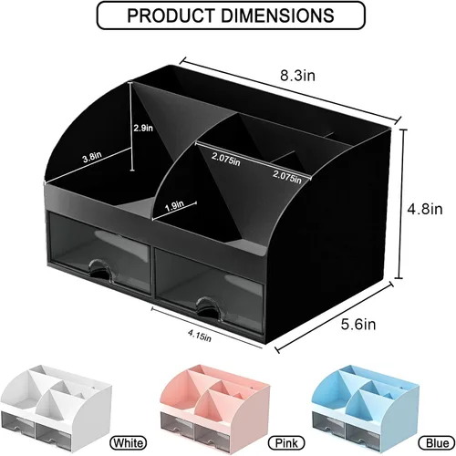 Miniatura 2 de Organizador de maquillaje con cajones, almacenamiento de cosméticos para tocador y encimera de baño, soporte de belleza para lápiz labial y brochas