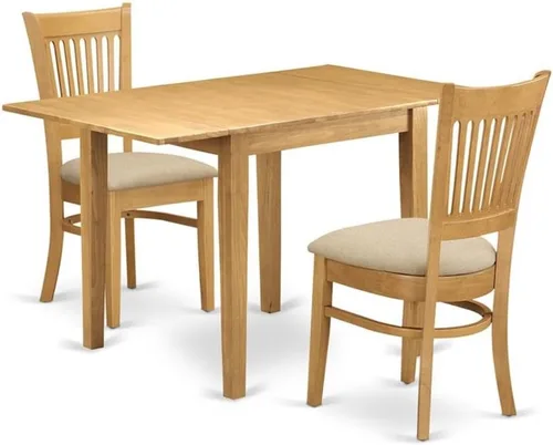 Miniatura 12 de East West Furniture NDVA3-LWH-C Juego de mesa y sillas de cocina de 3 piezas contiene una mesa de comedor rectangular con gotas y 2 sillas tapizadas