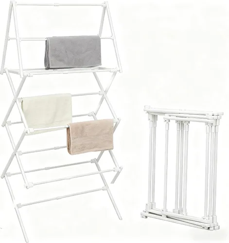 Miniatura 10 de ZOES HOMEWARE Escurridor de ropa plegable de 4 niveles Estante de secado de ropa plegable Estante de secado de ropa plegable para lavandería
