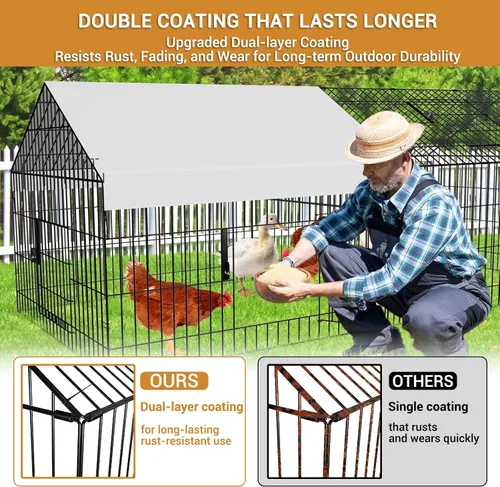 Miniatura 4 de Gallinero de 87 x 40 pulgadas, portátil, de metal, con cubierta impermeable, jaula para pollos para patio, al aire libre, granja, tractor de pollo