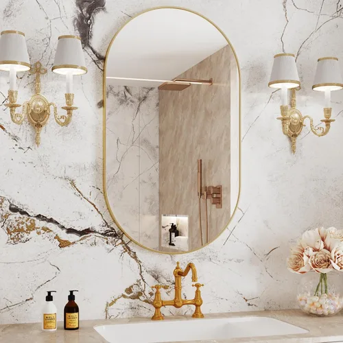 Miniatura 8 de Protylctaster Espejos ovalados, espejos ovalados de baño, espejo negro de 20 x 28 pulgadas, espejos decorativos de pared, espejos de baño para sobre