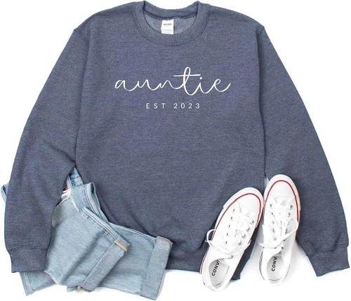 Miniatura 5 de Verita Culture Sudadera de manga larga con cuello redondo para mujer, diseño de tía, estampado de letras gráficas, color arena