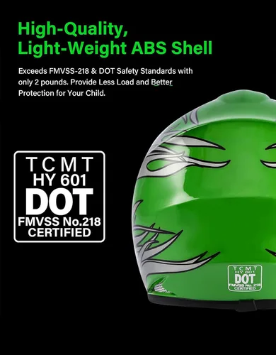 Miniatura 4 de TCT-MOTORPARTS - Casco de motocross (BMX MX), cara completa para niños y jóvenes, carreras en moto todoterreno, de carretera, cuatrimoto (ATV)