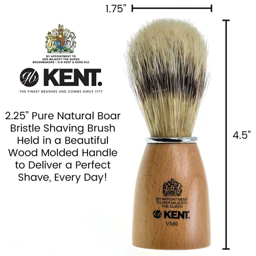 Miniatura 2 de Kent VS80 - Cepillo de afeitar de cerdas de tejón natural para hombres para maquinilla de afeitar de seguridad, afeitadoras para hombres. Cepillo