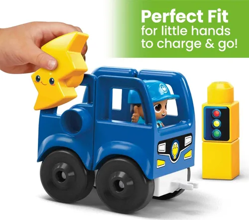 Miniatura 4 de MEGA BLOKS Fisher-Price - Bloques de construcción para niños pequeños, Green Town Charge & Go Bus con 34 piezas, 2 figuras, niños a partir de 1 año