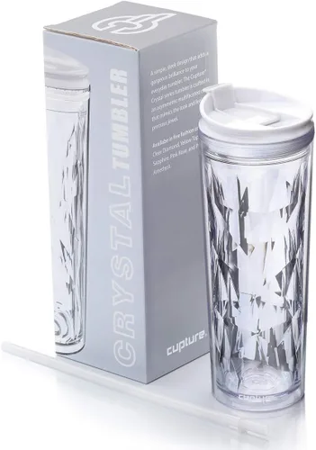 Miniatura 9 de Vaso para batido de cristal con cierre y bloqueo para bebidas frías y calientes Cupture, de 22 oz, Negro diamond