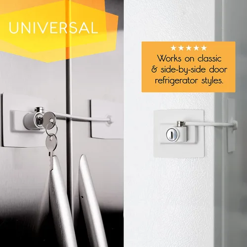Miniatura 4 de Paquete de 2 cerraduras para refrigerador Guardianite Premium con cerradura con llave incorporada (paquete de 2, blanco)