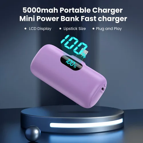 Miniatura 6 de [Paquete de 2] Mini cargador portátil de 5000 mAh, batería portátil de 3A PD USB C, batería de pantalla LCD compatible con iPhone 17/17 Air/16/16
