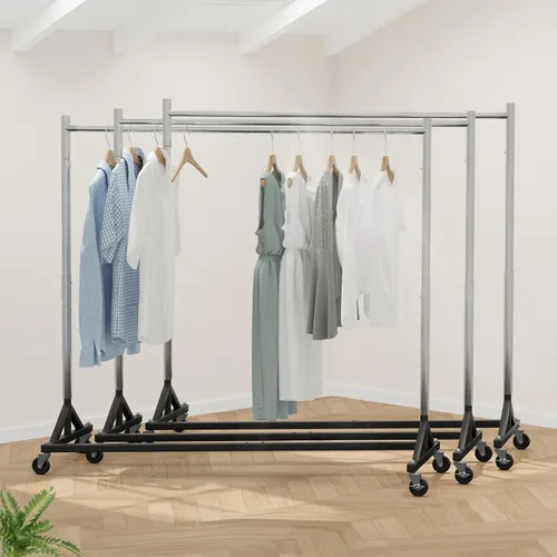 Miniatura 15 de HOKEEPER Perchero Z con capacidad para 500 libras, resistente perchero de ropa comercial para colgar ropa con ruedas, estante Z portátil