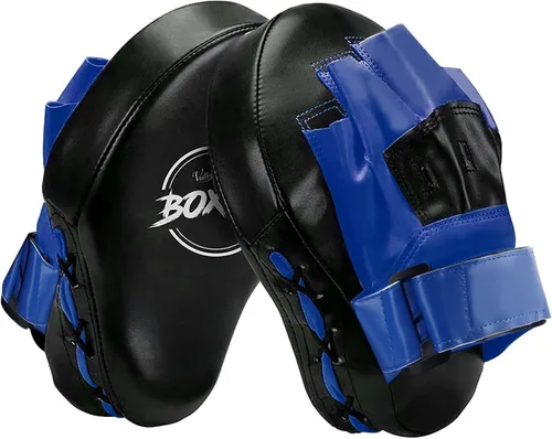 Miniatura 13 de Valleycomfy - Manoplas de boxeo curvadas de piel sintética para entrenamiento Negro blanco