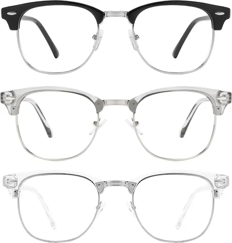 Miniatura 15 de Przene Paquete de 4 anteojos rectangulares de bloqueo de luz azul, antideslumbrantes, anti-tensión ocular UV400, cuadrados para hombres y mujeres