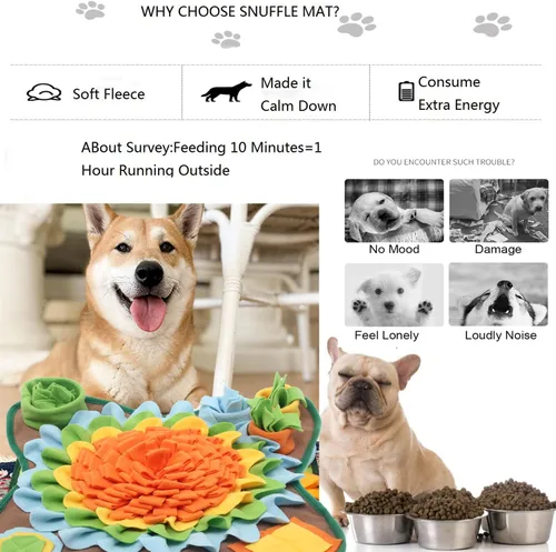 Miniatura 3 de Alfombrilla de olfateo para perros, alfombrilla de alimentación de mascotas, almohadilla para olfatear cachorros, juguetes interactivos de Naranja
