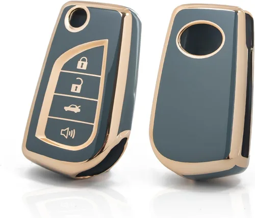 Miniatura 21 de x xotic tech Carcasa de TPU negra con sello completo para llavero de 4 botones antipolvo con llavero compatible con Toyota Camry RAV4 C-HR Avalon