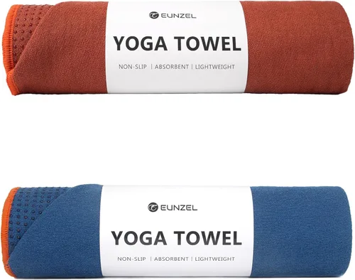 Miniatura 14 de Eunzel Paquete de 2 toallas de yoga caliente con punto de agarre, tapete de yoga antideslizante Towe absorbente de sudor para yoga caliente, bikram