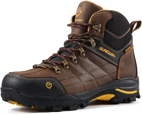 Miniatura 12 de SUREWAY Botas de trabajo impermeables de acero y punta suave de 6 pulgadas para hombre, botas de seguridad de cuero antideslizantes