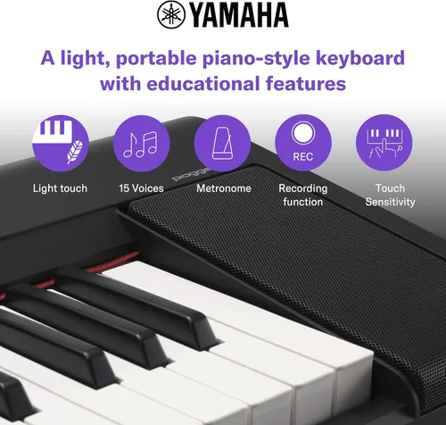 Miniatura 4 de Yamaha Piaggero NP15WH - Piano digital ultraportátil de 61 teclas, teclas sensibles al tacto, metrónomo, función de grabación, blanco