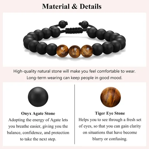 Miniatura 3 de UNGENT THEM Pulsera de piedra natural para hombres, adolescentes, aniversario, graduación, cumpleaños, día del padre, Pascua, Navidad, regalo