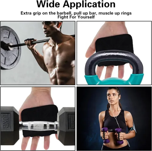 Miniatura 7 de Guantes de gimnasio para hombre para levantamiento de pesas, guantes de cuero de cuatro dedos, guantes antideslizantes para levantamiento de pesas