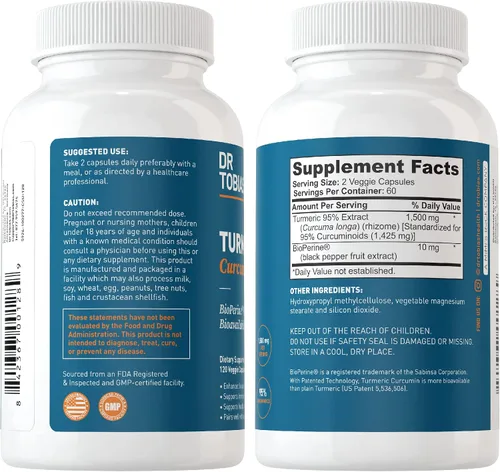 Miniatura 9 de Dr. Tobias Aceite de pescado Omega 3, 2000 mg y curcumina de cúrcuma, 95% curcuminoides, promueve la salud general con apoyo antioxidante