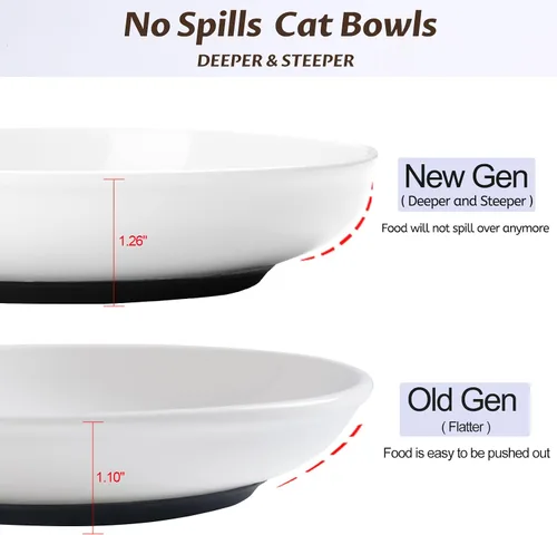 Miniatura 2 de WROSWT Tazones para gatos sin derrame, Tazón para comida de gato, Juego de platos de cerámica saludables para gatos anti fatiga de bigotes