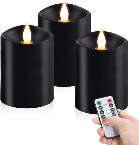 Miniatura 39 de Velas sin llama de 3 x 3 que funcionan con pilas con temporizador remoto, duran 600 horas, velas de batería parpadeantes, velas LED eléctricas