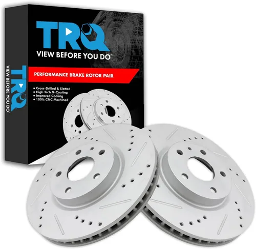 Miniatura 9 de TRQ Juego de rotores de freno de rendimiento trasero con revestimiento G premium compatible con Mazda 6 2014-2021