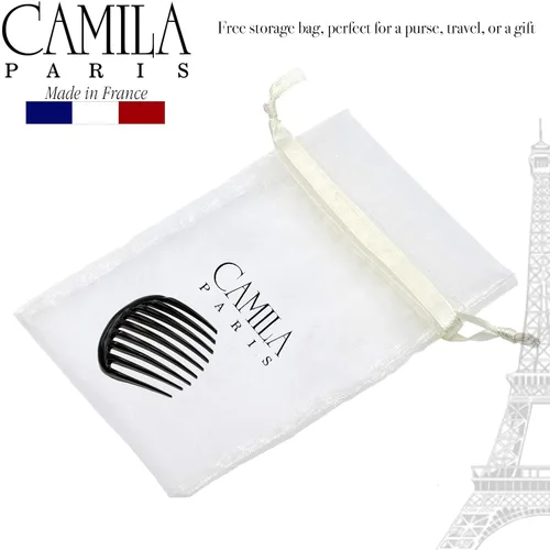 Miniatura 6 de Camila Paris CP2873 Peine lateral francés pequeño redondeado, negro, peines de pelo con giro francés, pinzas de pelo de sujeción fuerte para mujer