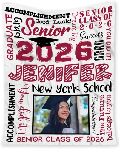Miniatura 15 de Mantas personalizadas para la clase de 2025 – Manta personalizada para graduado – Sherpa o forro polar – Tamaño personalizado – Regalo de graduación