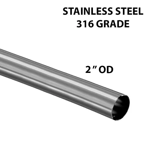 Miniatura 2 de Tubo de acero inoxidable cepillado de grado 316 de 2 "OD - 60" de largo - calibre 16 (pedido personalizado)