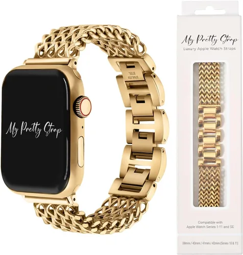 Miniatura 16 de My Pretty Strap - Compatible Apple Watch Band Strap, Stainless Steel Fashion iWatch Replacement Strap- Easy Resizing, No Tool Needed, Fits Most