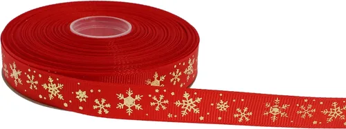 Miniatura 18 de Cinta de grogrén de copo de nieve con impresión dorada de 25 yardas cada rollo, borde tejido 100% poliéster (3/8 pulgadas, beige)