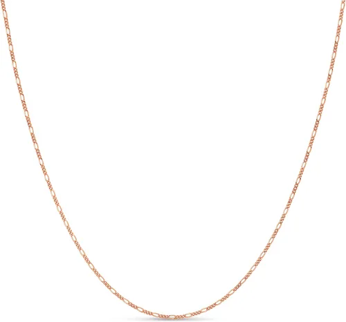 KEZEF Collares de cadena Figaro de plata de ley de 0.059 in Cadenas de collar macizo, tamaños de 14 a 42 pulgadas, collares de plata de ley 925