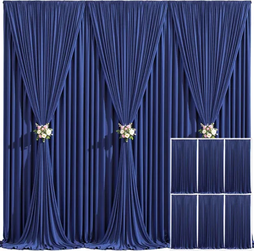 Miniatura 49 de Cortina de fondo beige de 10x10 para bodas y fiestas, cortina de fondo beige sin arrugas para fotos, cortinas de fondo para decoración de baby Gris
