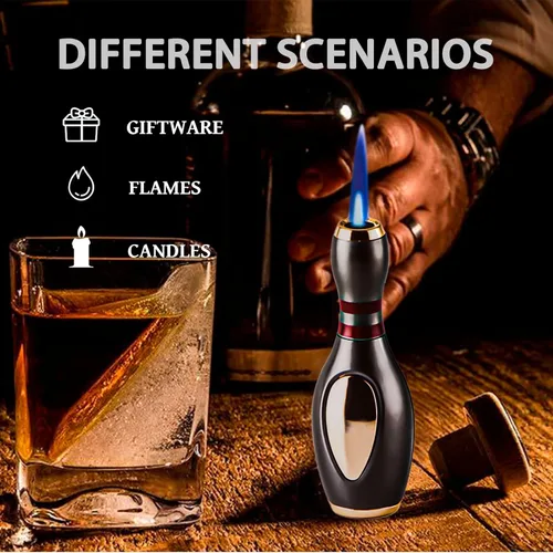 Miniatura 7 de WEQTETJU Encendedor de antorcha, fresco, único encendedor de boliche, ajustable, recargable, resistente al viento, regalo para hombres
