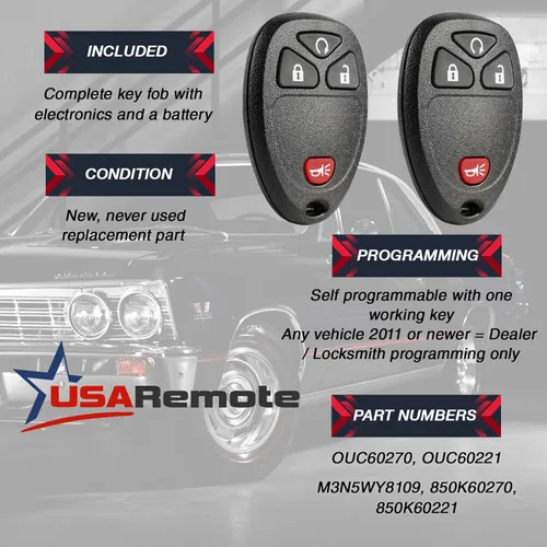 Miniatura 3 de Control remoto para llave de coche con entrada sin llave compatible con Chevy Silverado Traverse Equinox Avalanche/GMC Sierra/Pontiac Torrent/Saturn