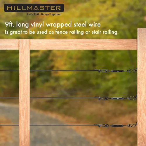 Miniatura 6 de HILLMASTER Kits de Puerta Anti-Combadura Duraderos para Cerca de Madera, Kit de Cable de Soporte de Puerta en Zinc, Kit de Puerta de Cerca Negro