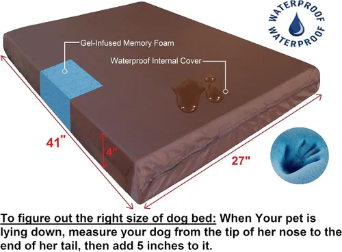 Miniatura 3 de Dogbed4less Cama ortopédica para mascotas con espuma viscoelástica para mascotas medianas y grandes, forro impermeable, funda lavable de microgamuza