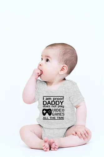 Miniatura 19 de CBTwear Proof Daddy Does Not Play Video Games All the Time – Ropa de bebé – Divertido body para recién nacido para niños y niñas