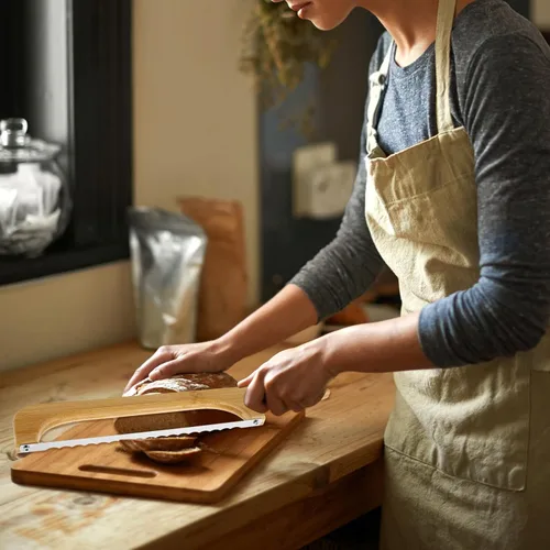 Miniatura 7 de Cuchillo de lazo de pan, rebanador de pan para pan casero, cortador de masa madre dentada de 15.7 pulgadas para bagels y baguettes, cuchillo de pan