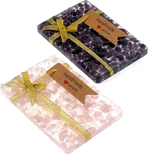 Miniatura 11 de Jabonera rectangular hecha a mano con piedras para decoración de ducha y baño, bandeja de jabón natural para mantener el jabón seco, accesorios